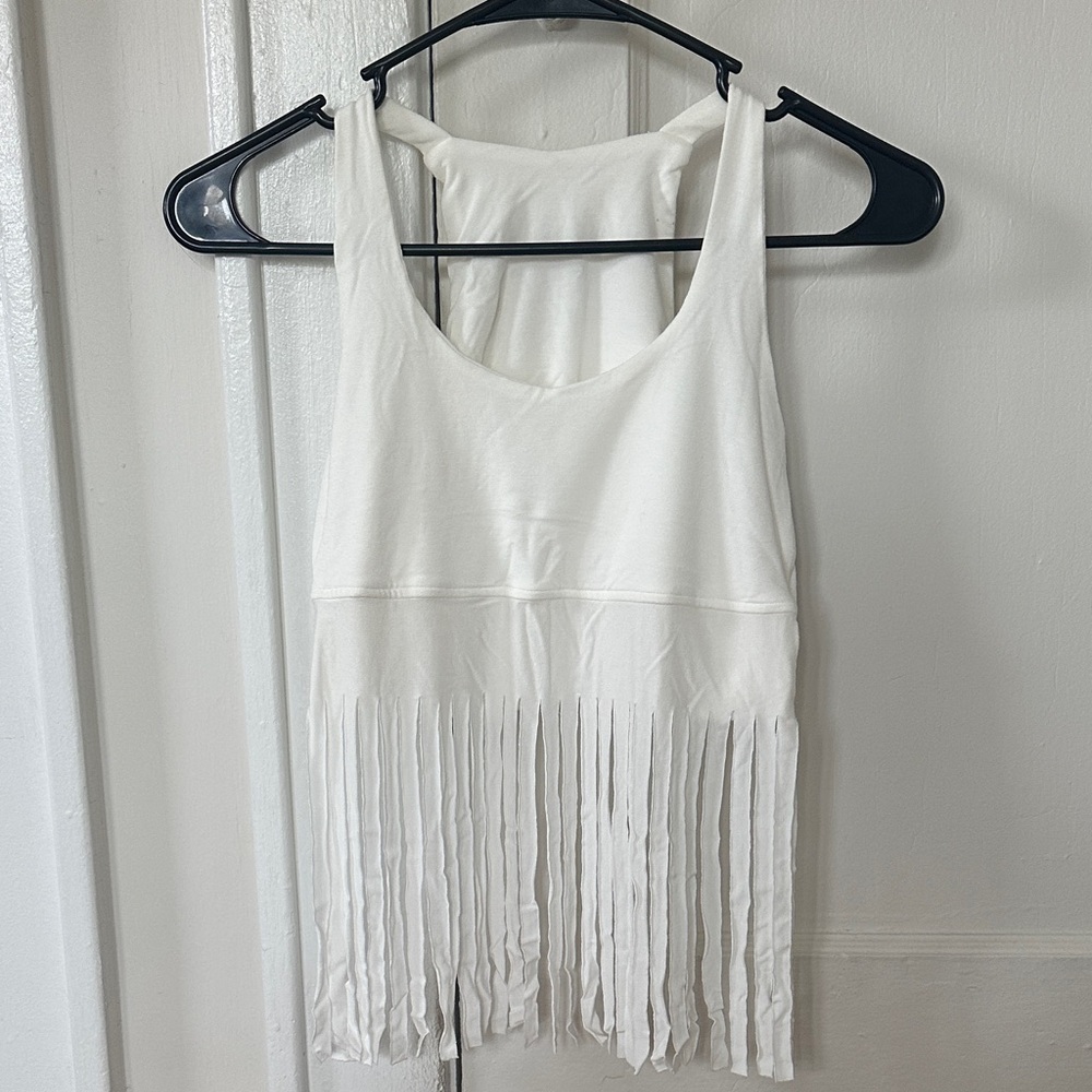 White Fringe Tank Top
